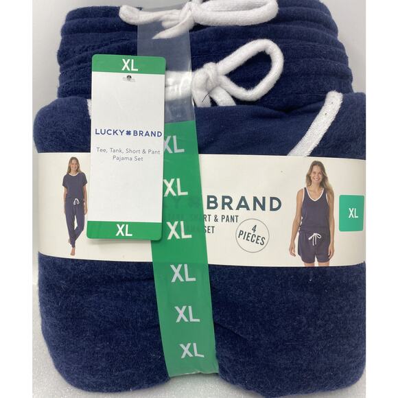 Lucky Brand Ladies' 4-piece Soft Terry Pajama Set - XL Blue Iris. - Picture 6 of 7